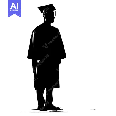 Silhouette of a Graduate in Cap and Gown