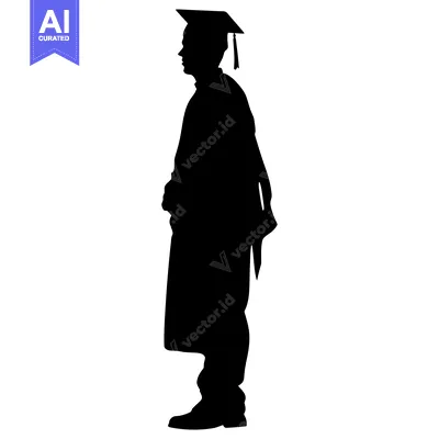 Silhouette of a Graduate in Cap and Gown