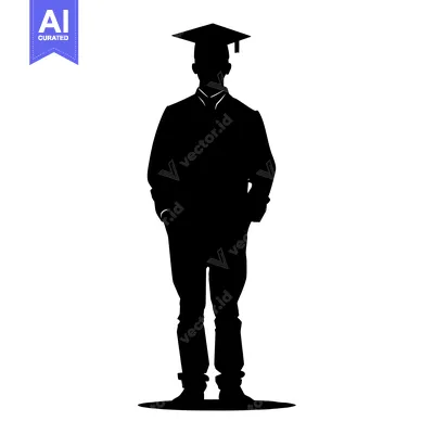 Premium design asset: Silhouette of a Graduate Wearing a Cap and Gown