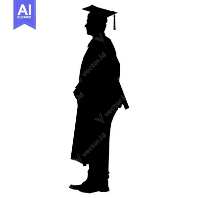Premium design asset: Silhouette of a Graduate Wearing a Cap and Gown