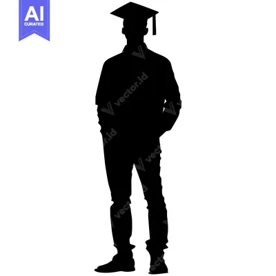 Aset premium populer: Silhouette of a Graduate in a Cap and Gown