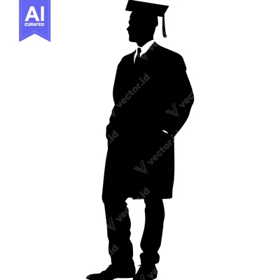 Premium design asset: Silhouette of a Male Graduate in Cap and Gown