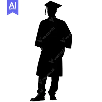 Aset premium populer: Silhouette of a Graduate in Cap and Gown