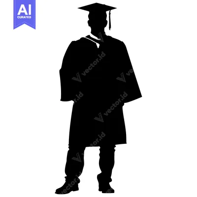 Premium design asset: Silhouette of a Graduate Wearing a Cap and Gown
