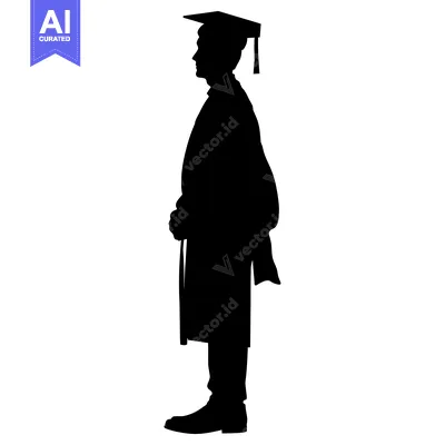 Silhouette of a Graduate in Cap and Gown