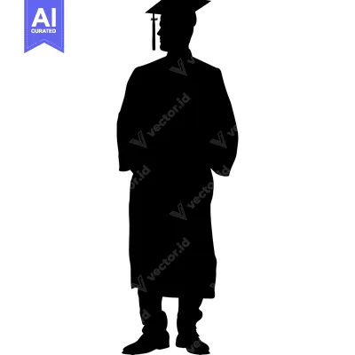 Silhouette of a Graduate in Cap and Gown