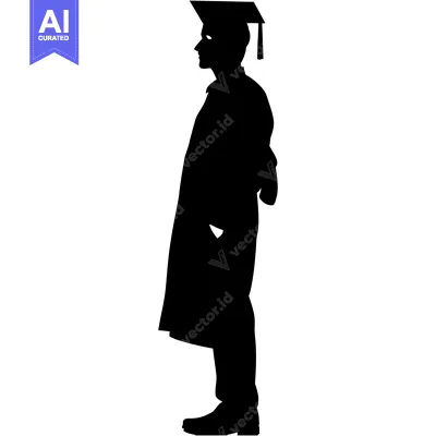 Premium design asset: Silhouette of a Graduate in Cap and Gown