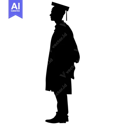 Silhouette of a Graduate in Cap and Gown