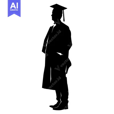 Aset premium populer: Silhouette of a Graduate in Cap and Gown