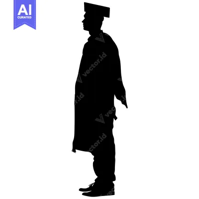 Premium design asset: Silhouette of a Graduate in Cap and Gown