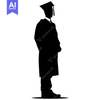 Premium design asset: Silhouette of a Graduate in Cap and Gown