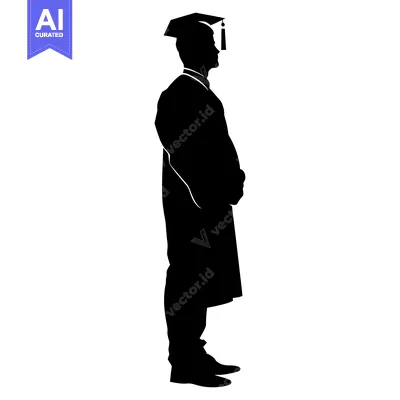 Aset premium populer: Silhouette of a Graduate in Cap and Gown
