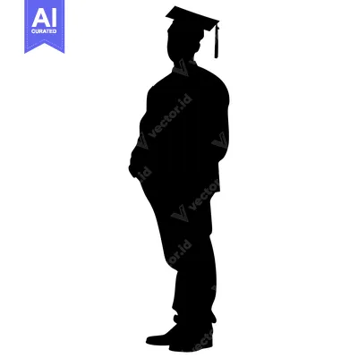 Aset premium populer: Silhouette of a Graduate Wearing a Cap and Gown