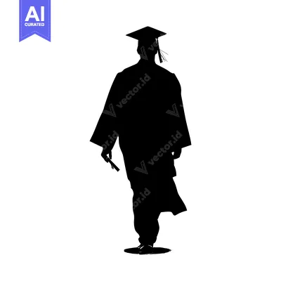 Premium design asset: Silhouette of a Graduate Walking with a Diploma