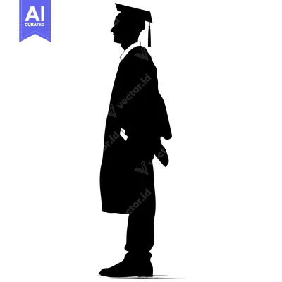Premium design asset: Silhouette of a Graduate in Cap and Gown
