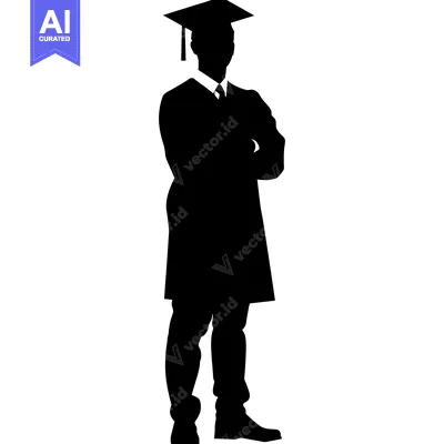 Silhouette of a Graduate in Cap and Gown
