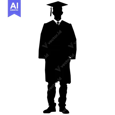 Aset premium populer: Silhouette of a Graduate Wearing a Cap and Gown