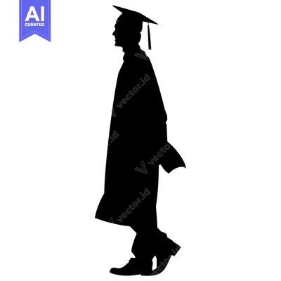 Download Silhouette of a Graduate in Cap and Gown Vector Graphic