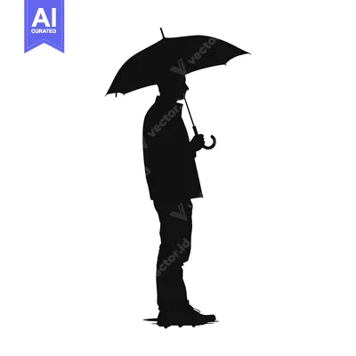 Aset premium populer: Silhouette of a Man Holding an Umbrella