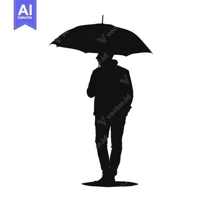 Premium design asset: Silhouette of a Man Holding an Umbrella