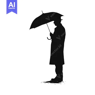 Popular premium asset: Silhouette of a Person Holding an Umbrella