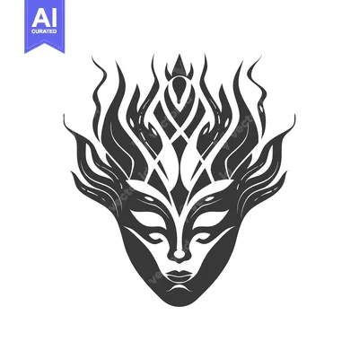Aset premium populer: Stylized Black and White Illustration of a Face with Flames