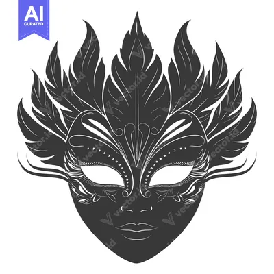 Ornate Black and White Feathered Venetian Masquerade Mask