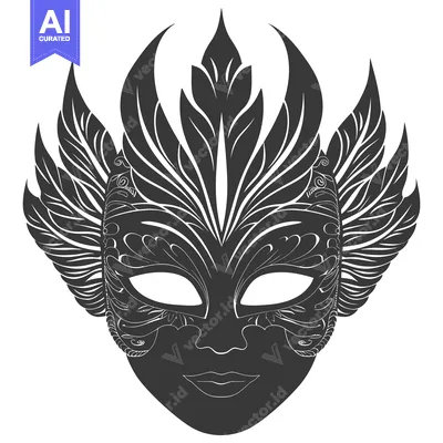 Premium design asset: Intricately Designed Black and White Carnival Mask