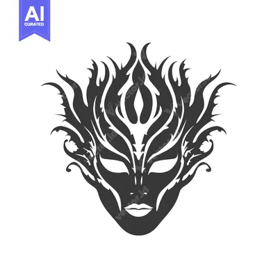 Premium design asset: Intricate Black and White Floral Mask Design