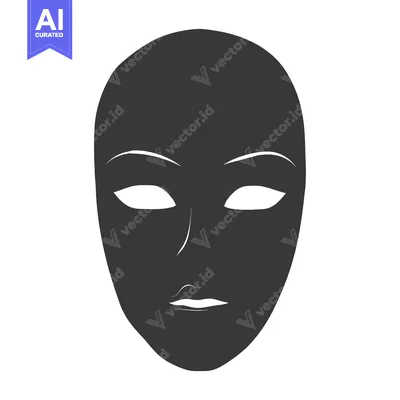 Aset premium populer: A simple black and white silhouette of a masquerade mask.