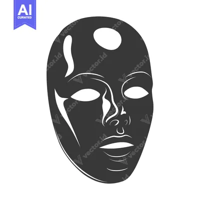 Black and White Mask with Facial Features