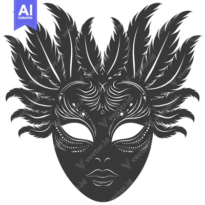 Black and White Feathered Venetian Carnival Mask
