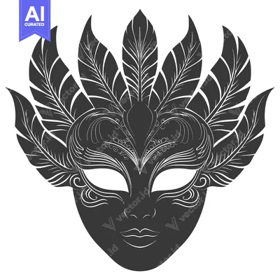 Black and White Ornate Venetian Carnival Mask with Feathers