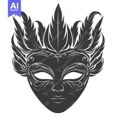 Ornate Feathered Venetian Mask with Intricate Designs