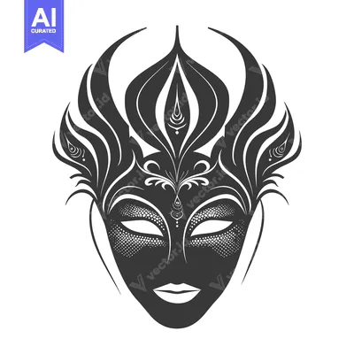 Popular premium asset: Ornate Black and White Venetian Masquerade Mask with Intricate Feather