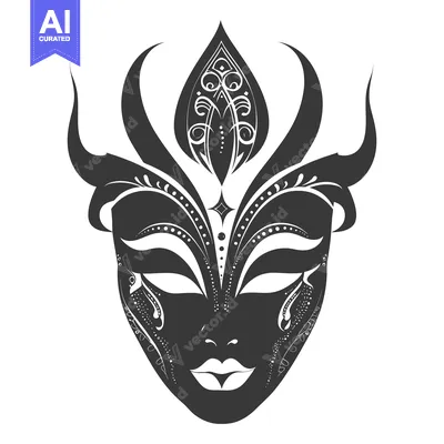 Premium design asset: Ornate Black and White Venetian Carnival Mask