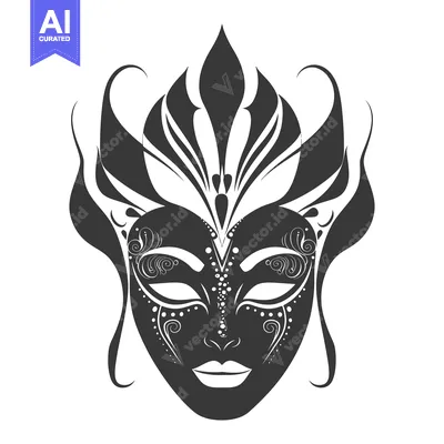 Aset premium populer: Black and White Ornate Venetian Carnival Mask