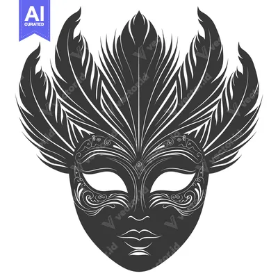 Popular premium asset: Black and White Ornate Venetian Carnival Mask with Feathers