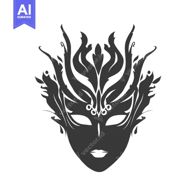 Black and White Ornamental Mask with Floral Design