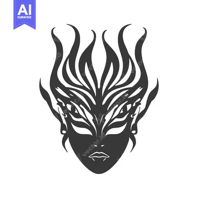 Aset premium populer: Stylized Black and White Illustration of a Woman's Face with Elaborate