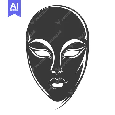Aset desain premium: Black and White Outline of a Woman's Face