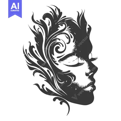 Premium design asset: Woman's Face Surrounded by Ornate Floral Design
