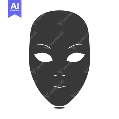 A Black and White Silhouette of a Mask with White Eyes and Mouth