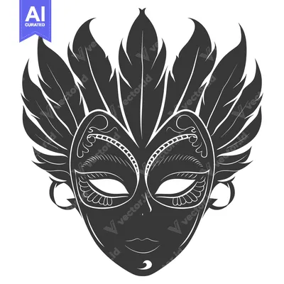 Feathered masquerade mask with intricate details