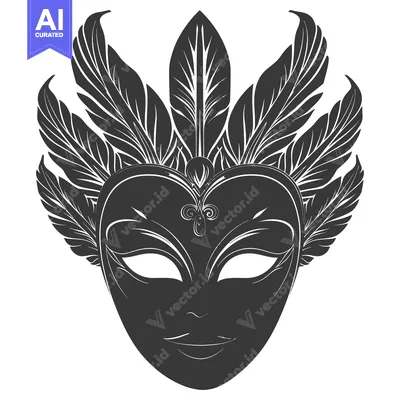 Aset desain premium: Ornate Black and White Venetian Carnival Mask