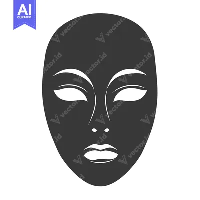 A Simple Black and White Outline of a Mask