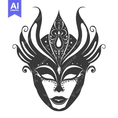 Ornate Black and White Venetian Carnival Mask