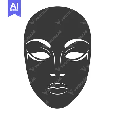 Aset premium populer: Black and White Silhouetted Mask with Facial Features