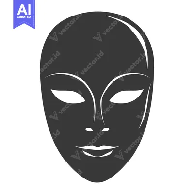 A Black and White Illustration of a  Mask with a Smile