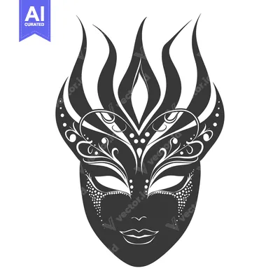 Aset premium populer: Ornate Black and White Carnival Mask with Flamboyant Design